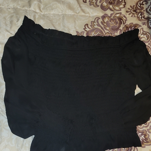 Express Black Ruffled Women's Blouse Sz: L - Picture 6 of 6